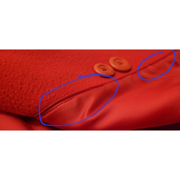 L.L. Bean Red Peacoat Women's 14 Lambswool Thinsulate Double Breasted Pockets - Picture 12 of 16